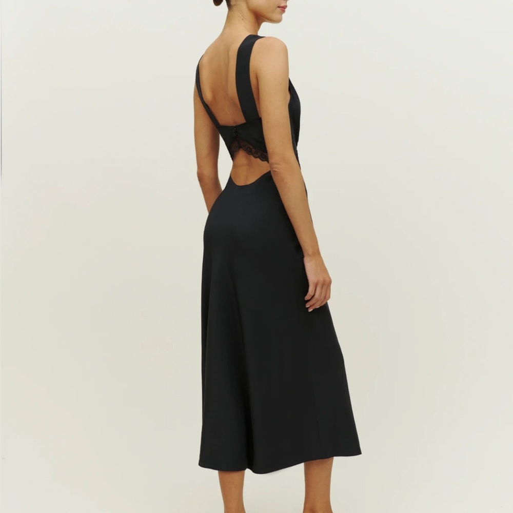 Reformation Provence Silk Dress Black